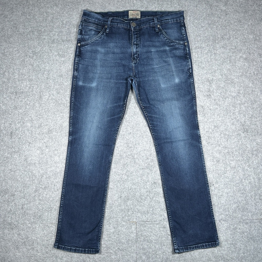 Wrangler Crank Jeans Men's Size 36 (34x29) Dark Wash Blue Western Tapered Slim